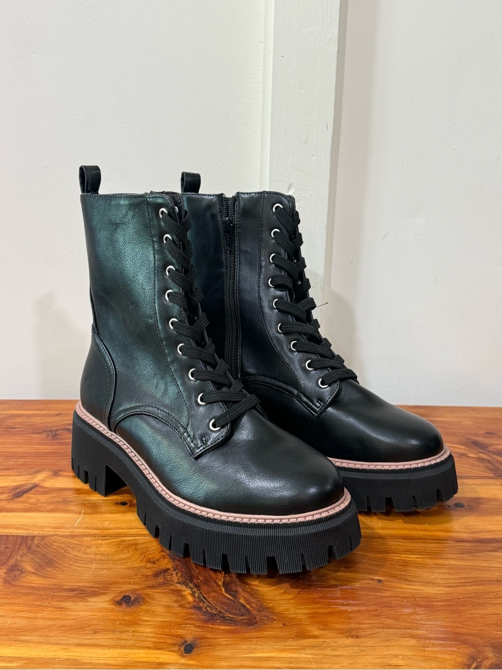 NWOT DV by Dolce Vita Glisten Black Chunky Heel Combat Boots